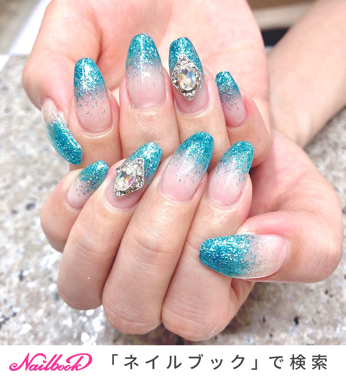 水色/ブルー - 💎crystal R ~nail salon~のネイルデザイン[No