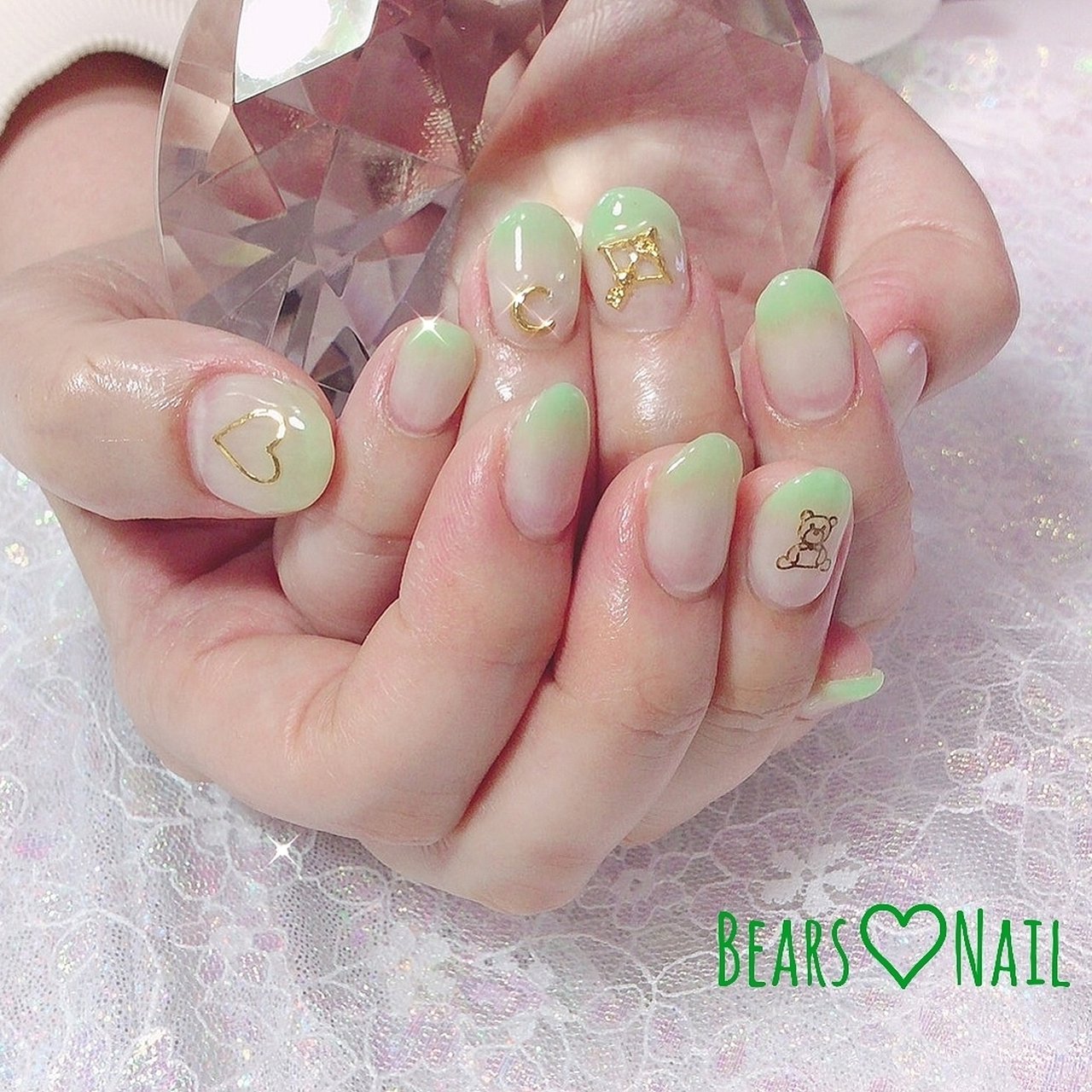 春 オフィス ハンド グラデーション ハート ネイリストくまのネイルデザイン No ネイルブック