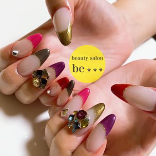 ピンク ゴールド 赤のネイルデザイン ネイルブック