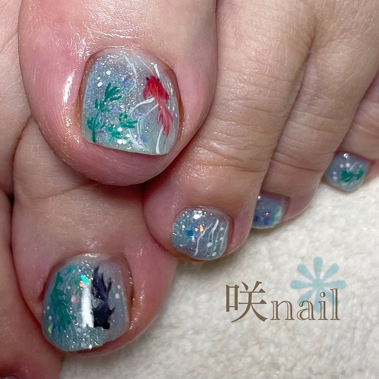 夏 海 リゾート 浴衣 フット 咲nail サキネイル のネイルデザイン No ネイルブック