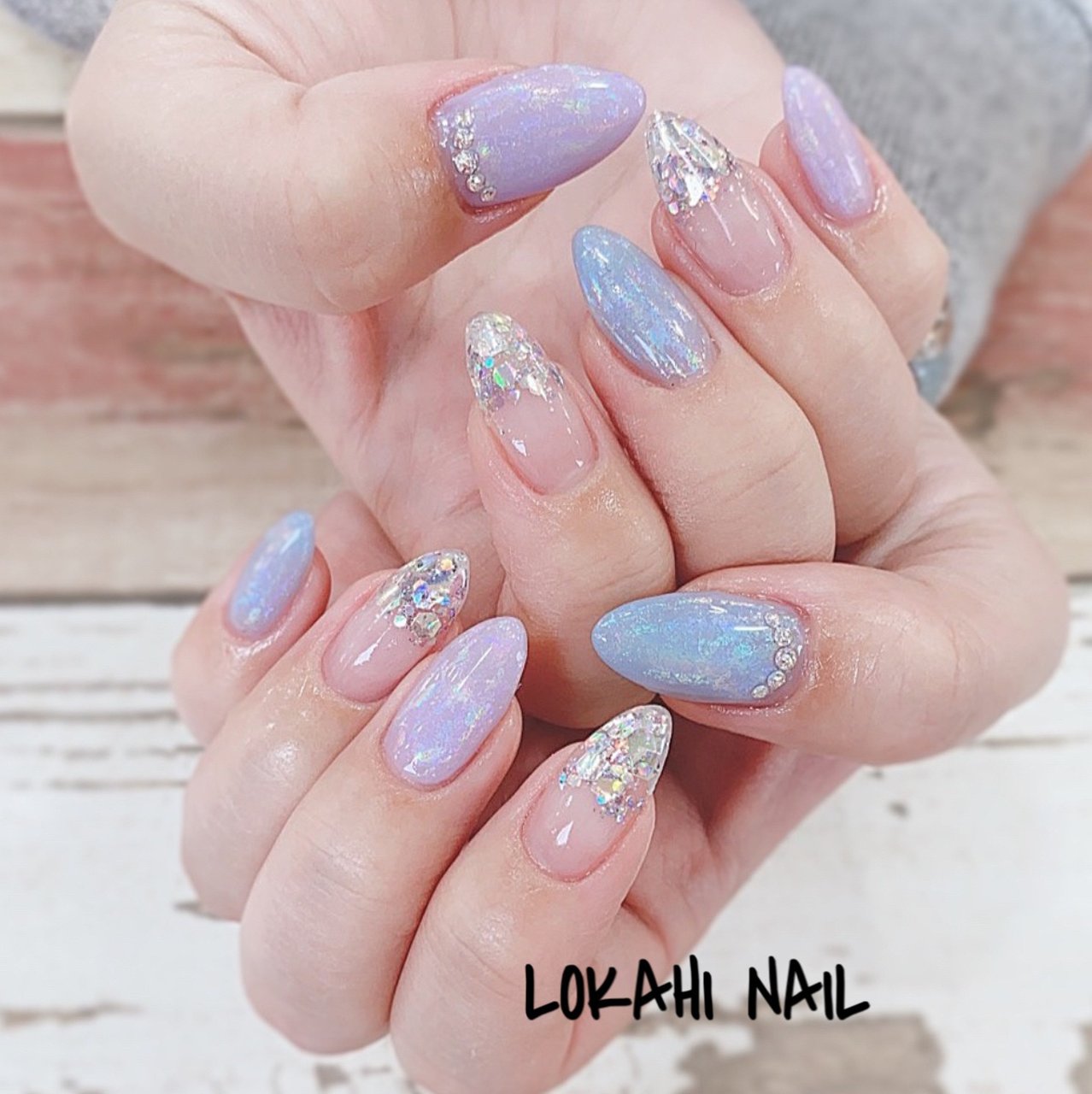 夏 ハンド ロング 水色 パープル Lokahi Nail ロカヒネイルのネイルデザイン No ネイルブック