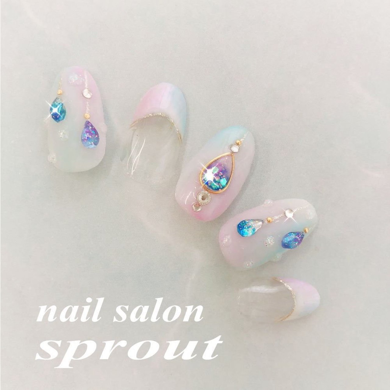 梅雨 ハンド フレンチ グラデーション ショート Nailsalon Sprout 池袋のネイルデザイン No ネイルブック