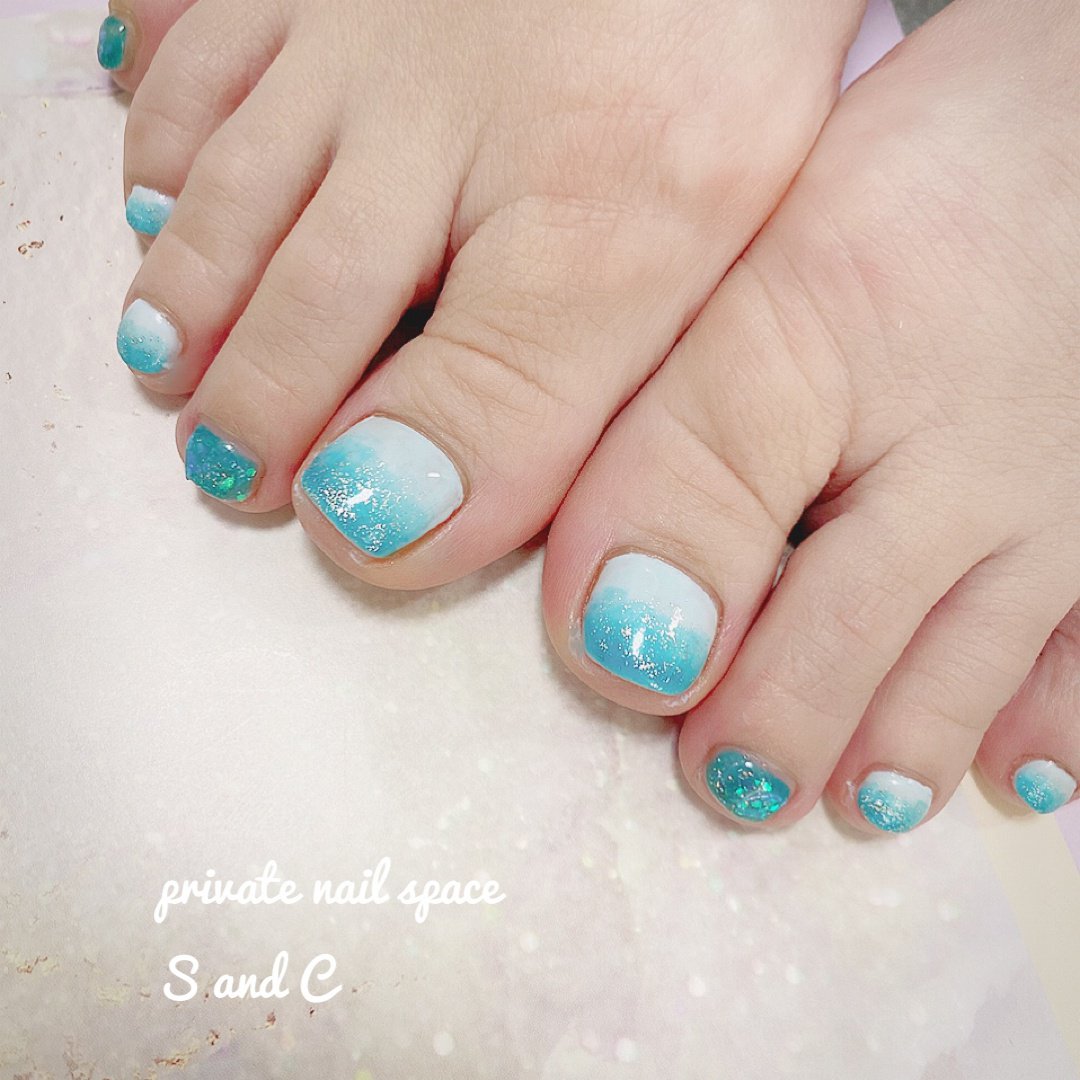 夏 オールシーズン 海 リゾート フット Private Nail Space S And Cのネイルデザイン No ネイルブック