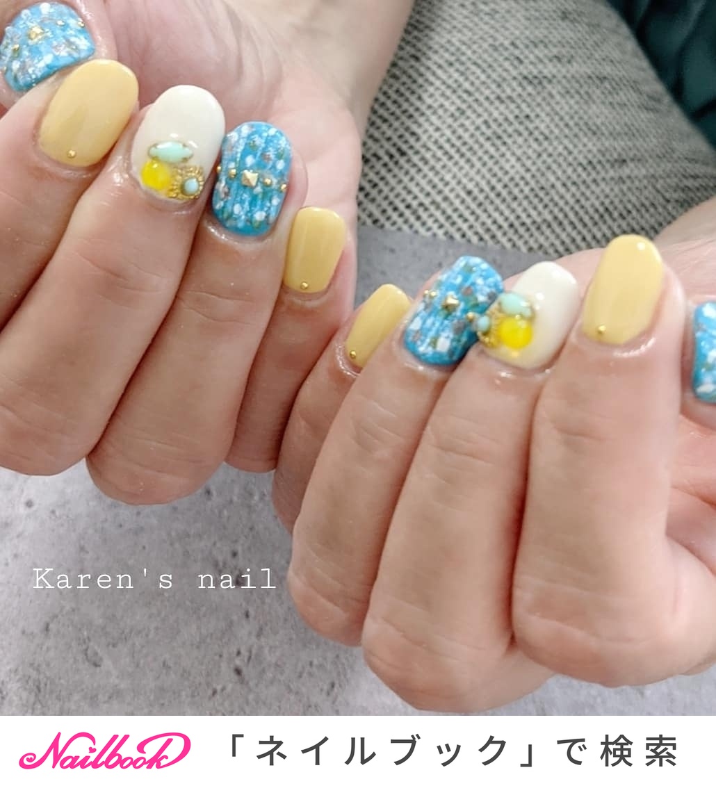 春 ツイードのネイルデザイン ネイルブック