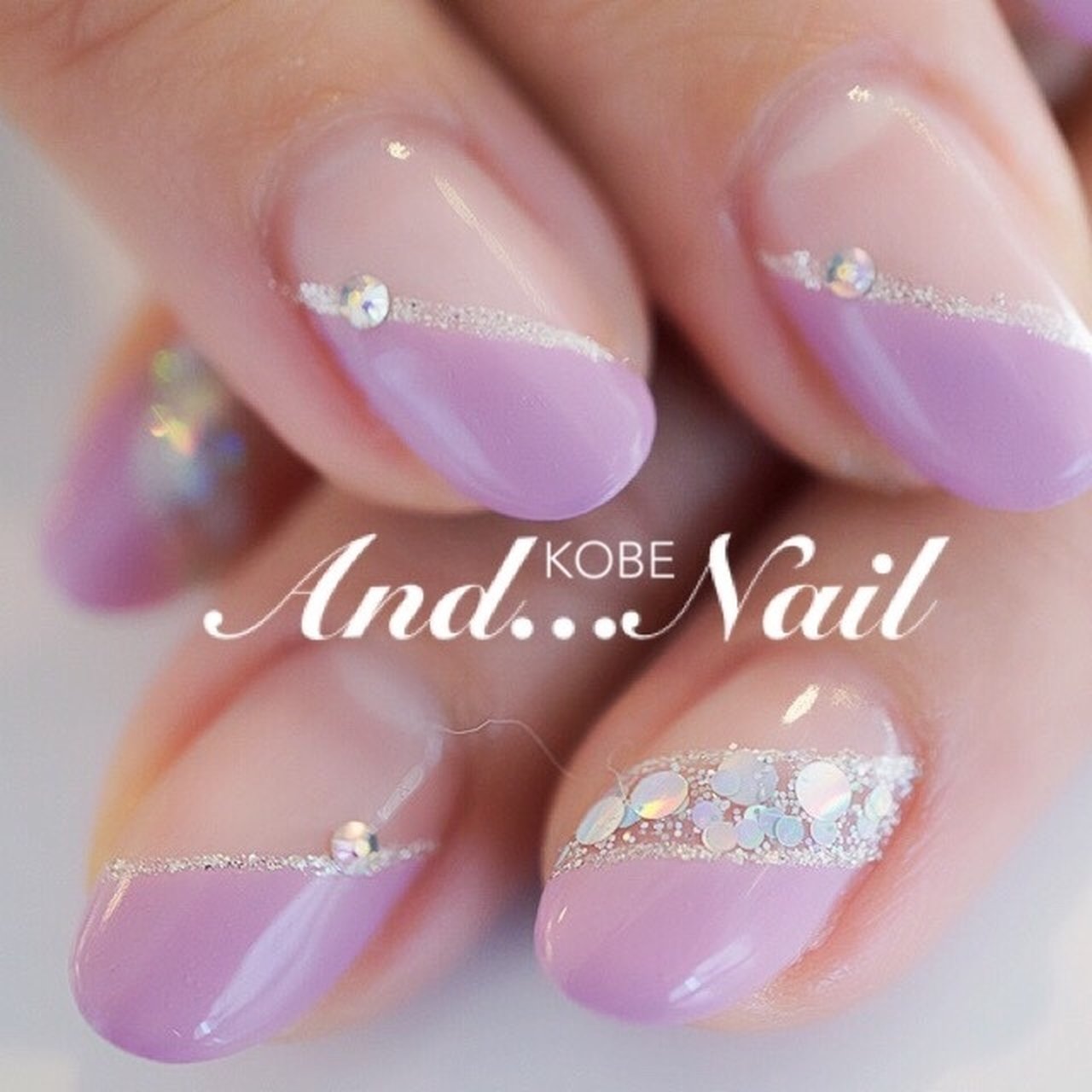 オフィス ハンド 変形フレンチ パープル ジェルネイル 白川麻里 神戸アンドネイルのネイルデザイン No 7450 ネイルブック