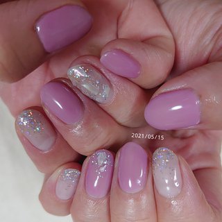 ピンク スモーキー セルフネイルのネイルデザイン ネイルブック