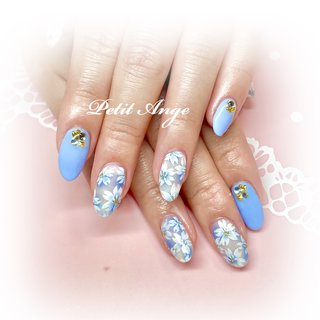 夏 青い桜のネイルデザイン ネイルブック