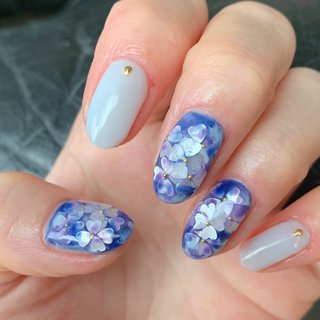 ホログラム ネイビー セルフネイルのネイルデザイン ネイルブック