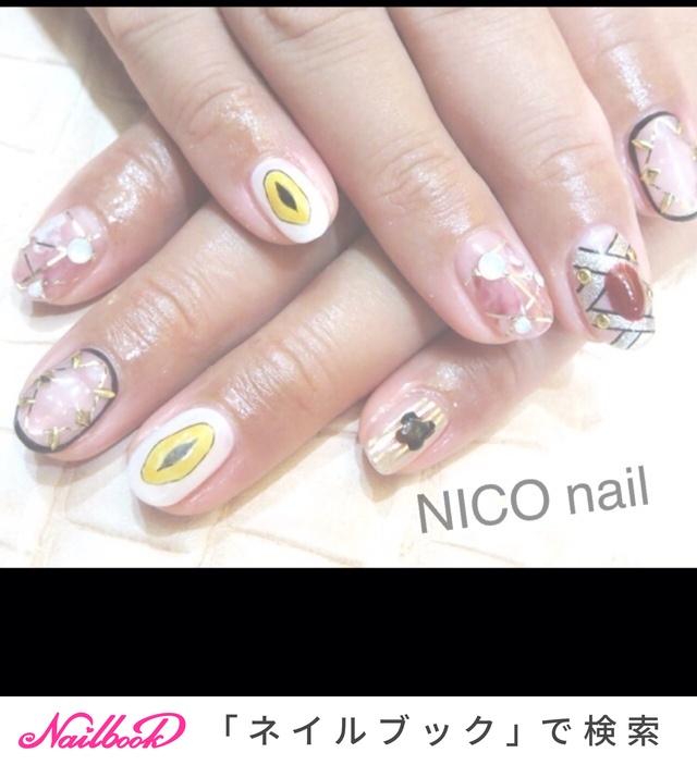 お正月 ハンド ジオメトリック カラフル ジェル Niconailのネイルデザイン No ネイルブック