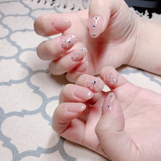 ぷっくり透明お花のネイルデザイン ネイルブック