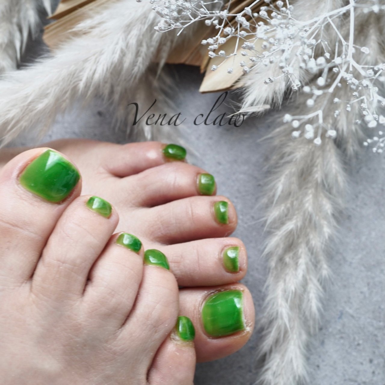 春 夏 フット ワンカラー グリーン Nail Salon Vena Claw のネイルデザイン No ネイルブック