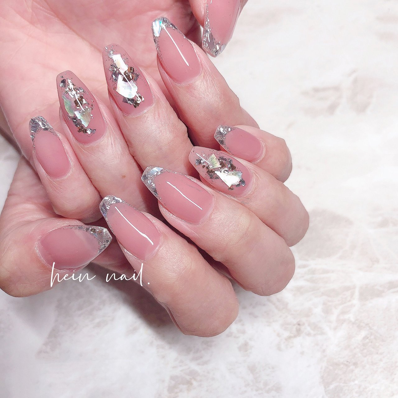 ホワイト ピンク シルバー Hein Nail のネイルデザイン No ネイルブック