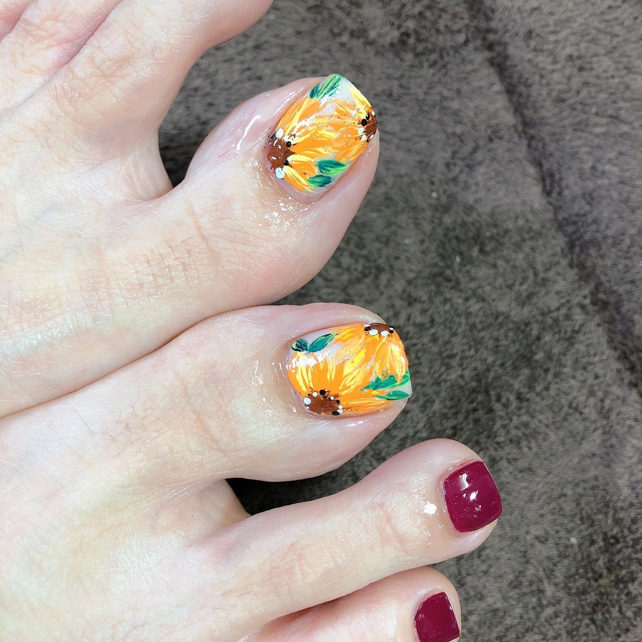 夏 フット オレンジ イエロー ボルドー Nail Charmantのネイルデザイン No ネイルブック