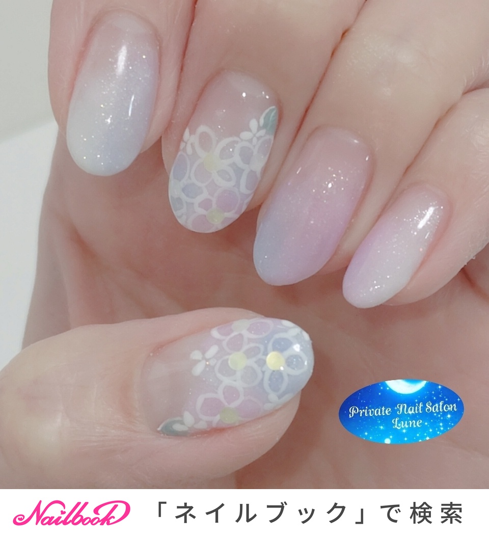 ホワイト ピンク セルフネイルのネイルデザイン ネイルブック