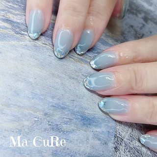 春 ブルー グレーのネイルデザイン ネイルブック