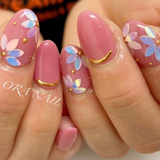 フラワー リーフホロのネイルデザイン ネイルブック