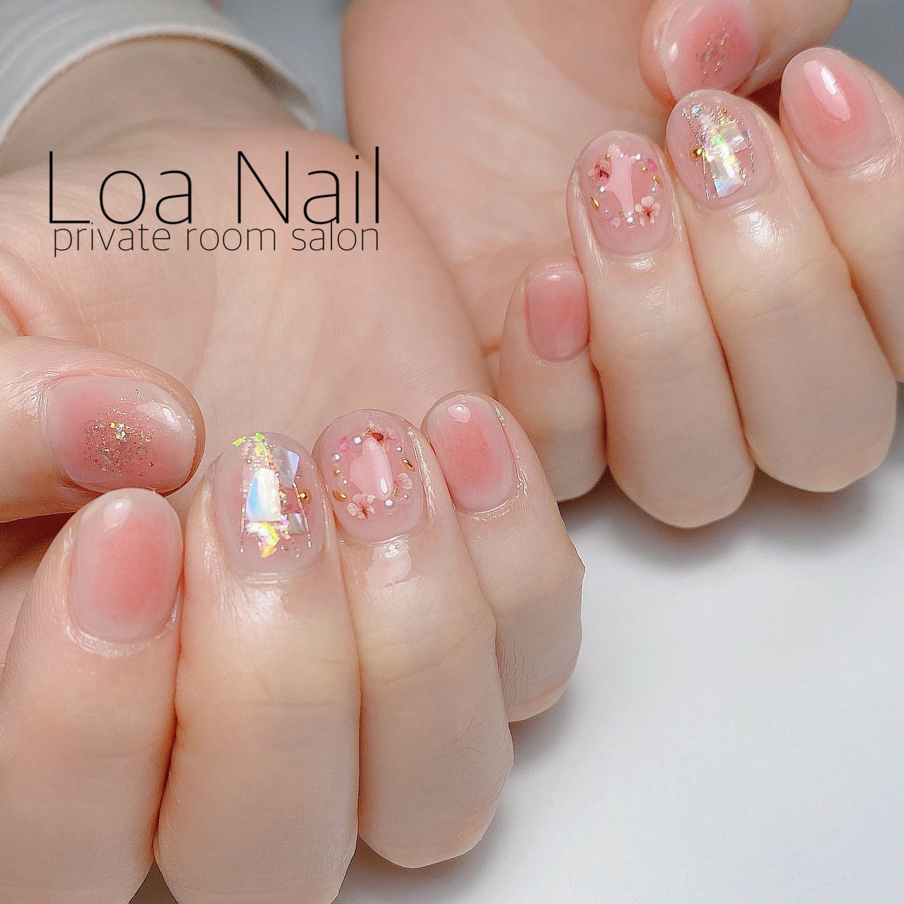 春 夏 シェル チーク 押し花 Loa Nailのネイルデザイン No ネイルブック