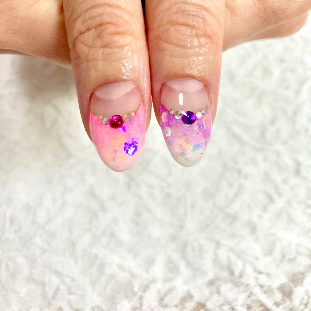 リピネイル　フレンチネイル 変形フレンチෆ̈｜ere beauty yukiのネイルデザイン