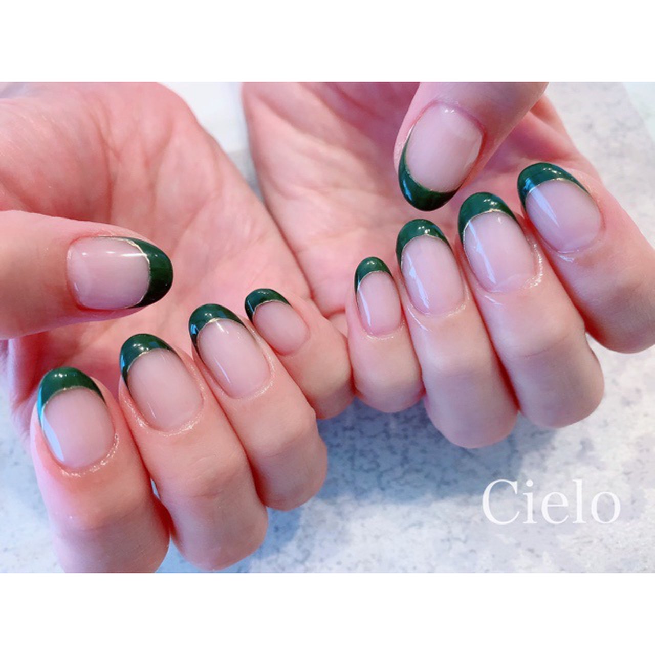 オールシーズン ハンド シンプル フレンチ ミラー Nailsalon Cieloのネイルデザイン No 635 ネイルブック