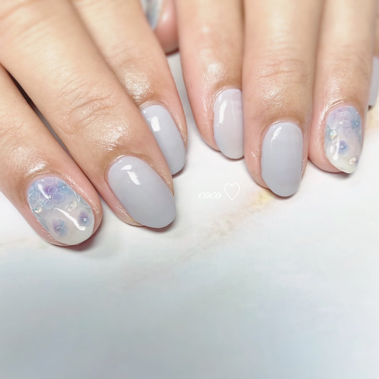 夏 梅雨 ハンド フラワー たらしこみ Ship S のネイルデザイン No ネイルブック