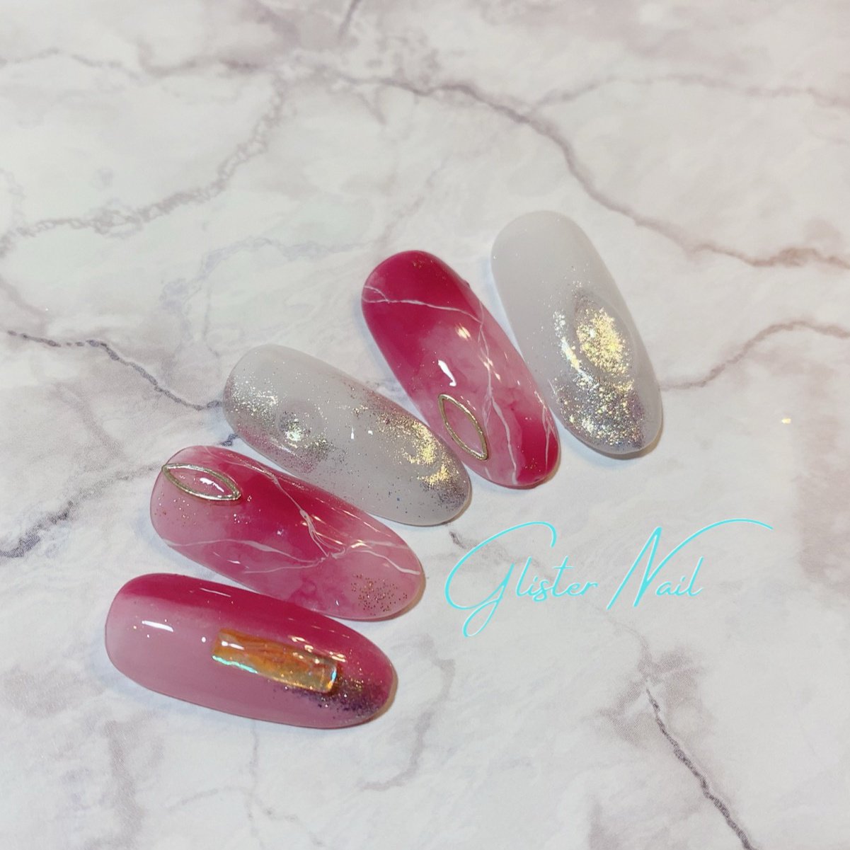 春 夏 ホワイト ピンク シルバー Glister Nailのネイルデザイン No ネイルブック