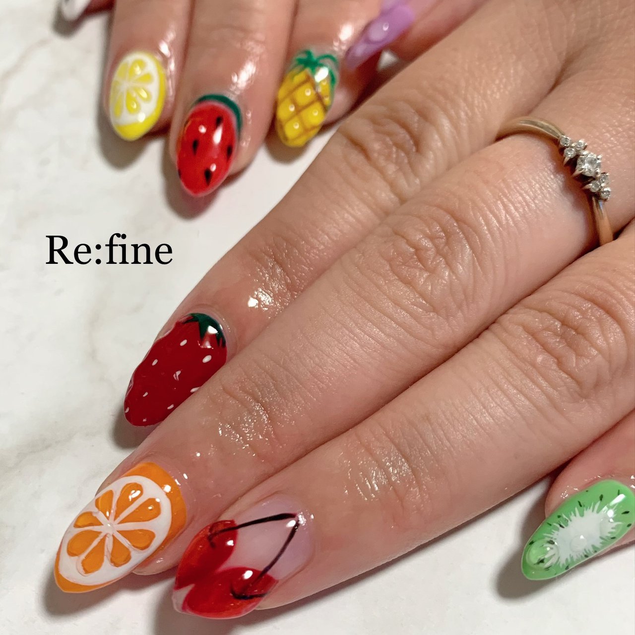 夏 ハンド フルーツ ジェルネイル Re Fineのネイルデザイン No ネイルブック