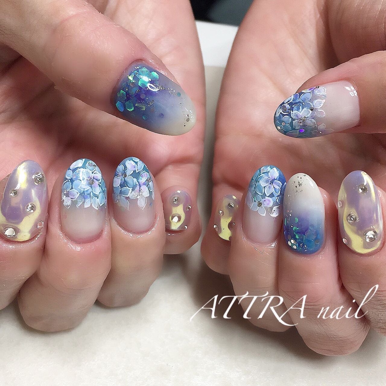 夏 梅雨 海 ハンド グラデーション Naomiのネイルデザイン No ネイルブック