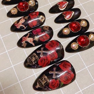 ハンド ブラック 十字架のネイルデザイン ネイルブック