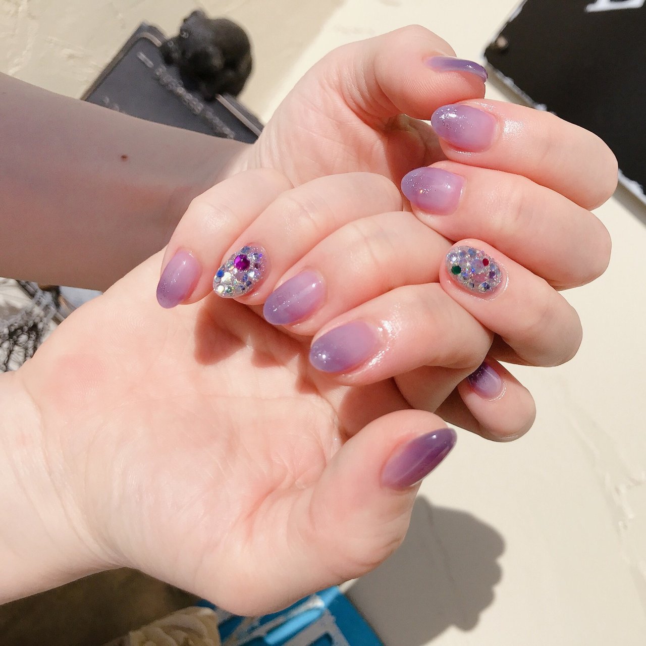 パープル シルバー カラフル ジェル お客様 Yukaのネイルデザイン No ネイルブック