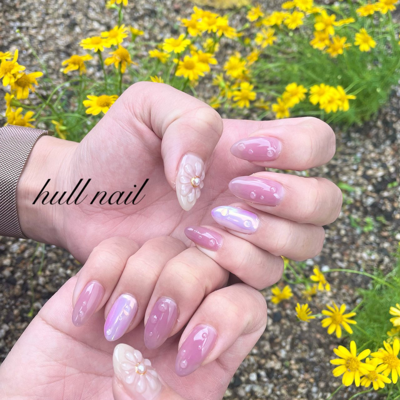 春 夏 梅雨 ハンド フラワー Hull Nailのネイルデザイン No ネイルブック