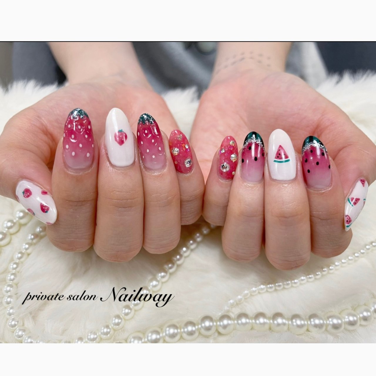 春 夏 ハンド フルーツ ロング Privatesalon Nailwayのネイルデザイン No ネイルブック