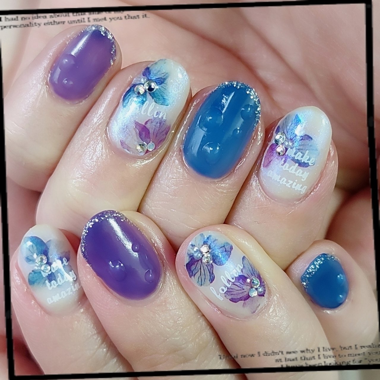 夏 梅雨 ハンド ビジュー ラメ りぃんのネイルデザイン No ネイルブック