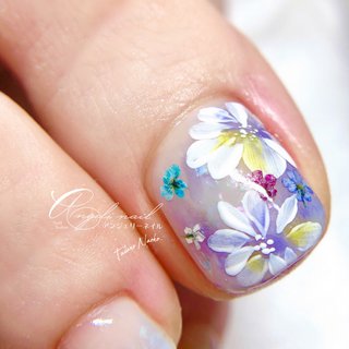 春 フット 押し花のネイルデザイン ネイルブック