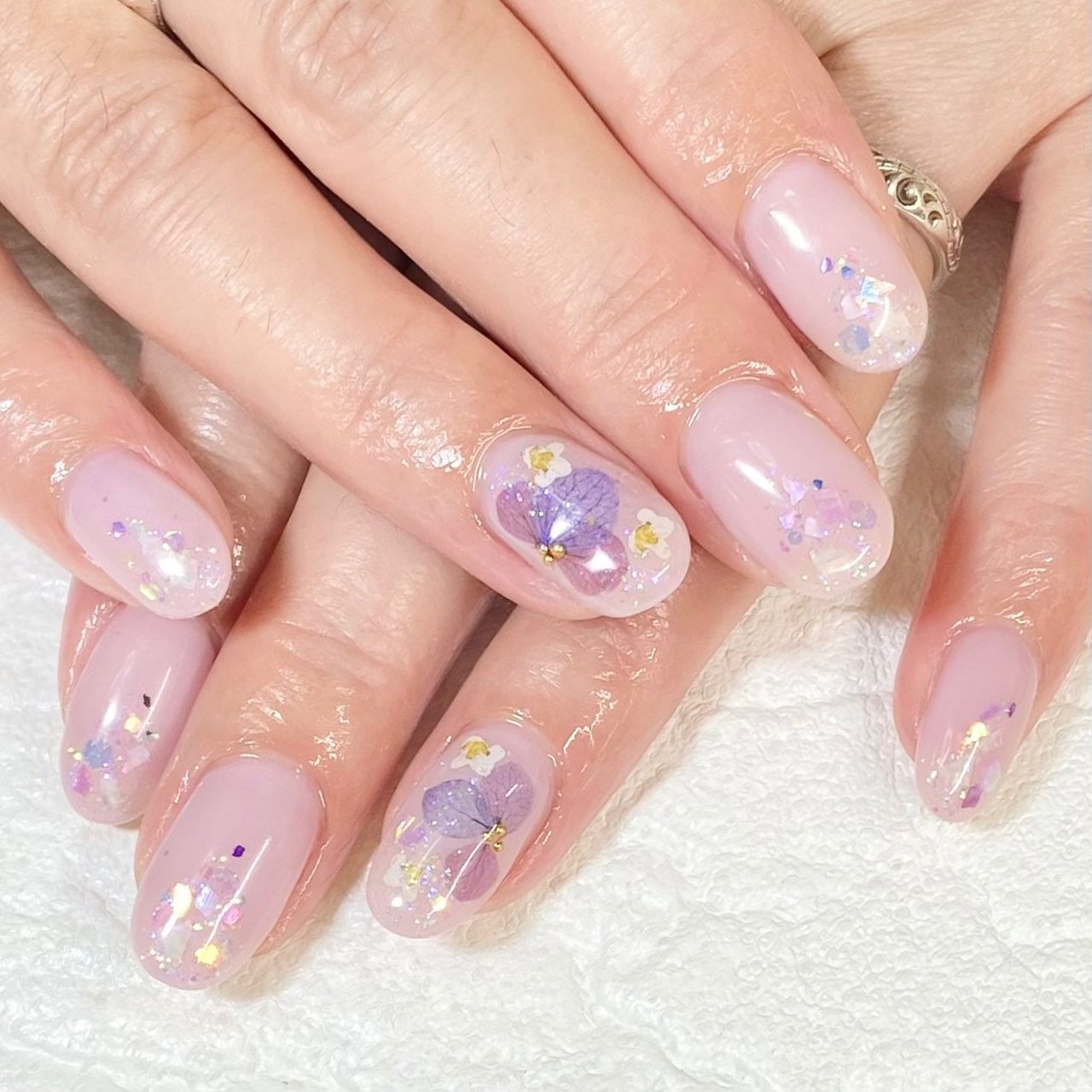 梅雨 ハンド フラワー シェル パープル Nail Salon Lamer ラメール のネイルデザイン No ネイルブック