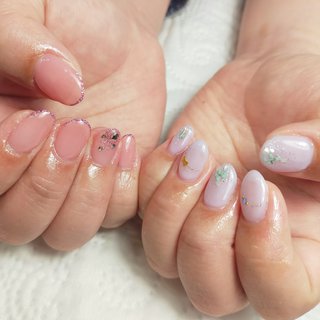 21年 新着順 春 押し花 透け感のネイルデザイン ネイルブック