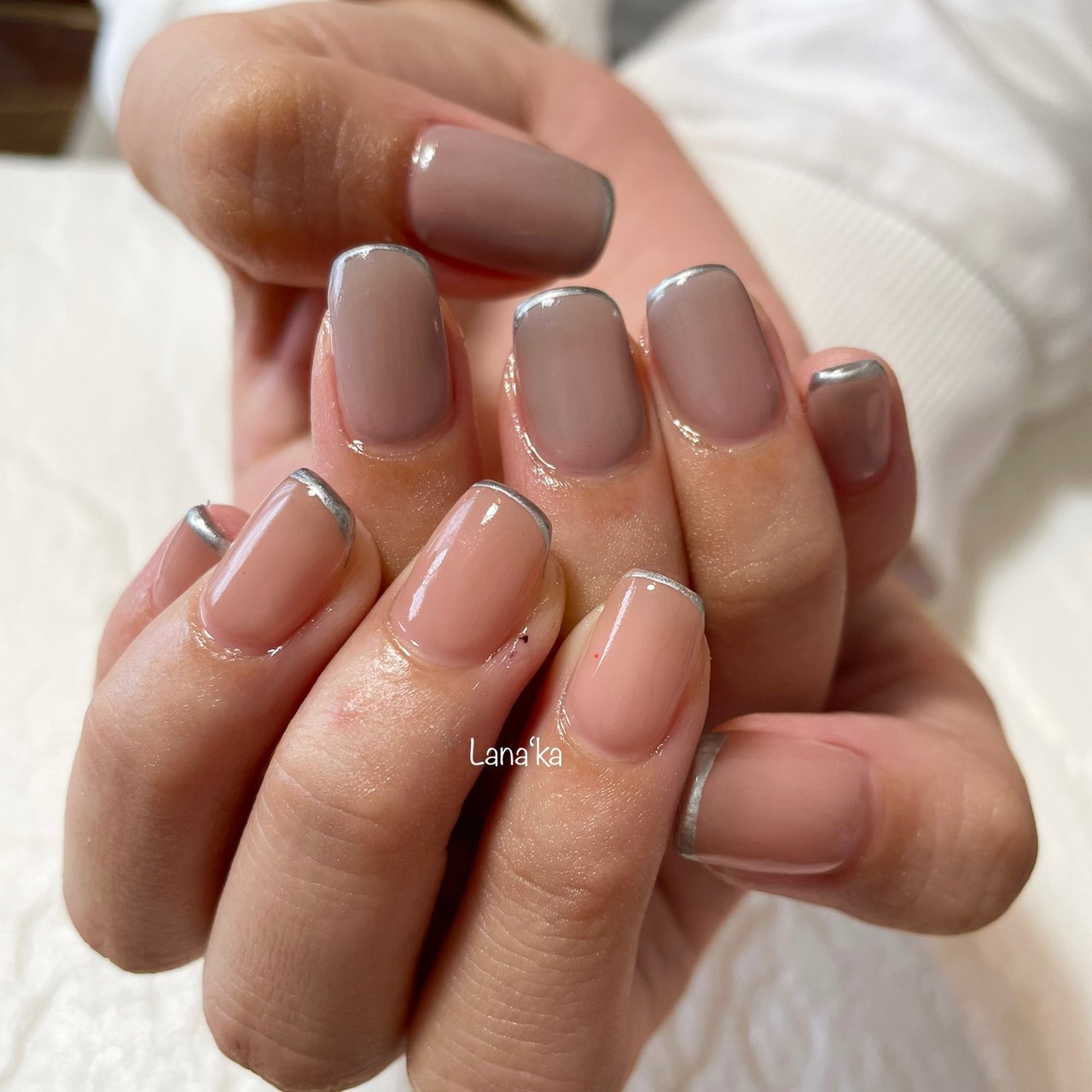ハンド シンプル フレンチ ミディアム ベージュ Lanakaのネイルデザイン No ネイルブック