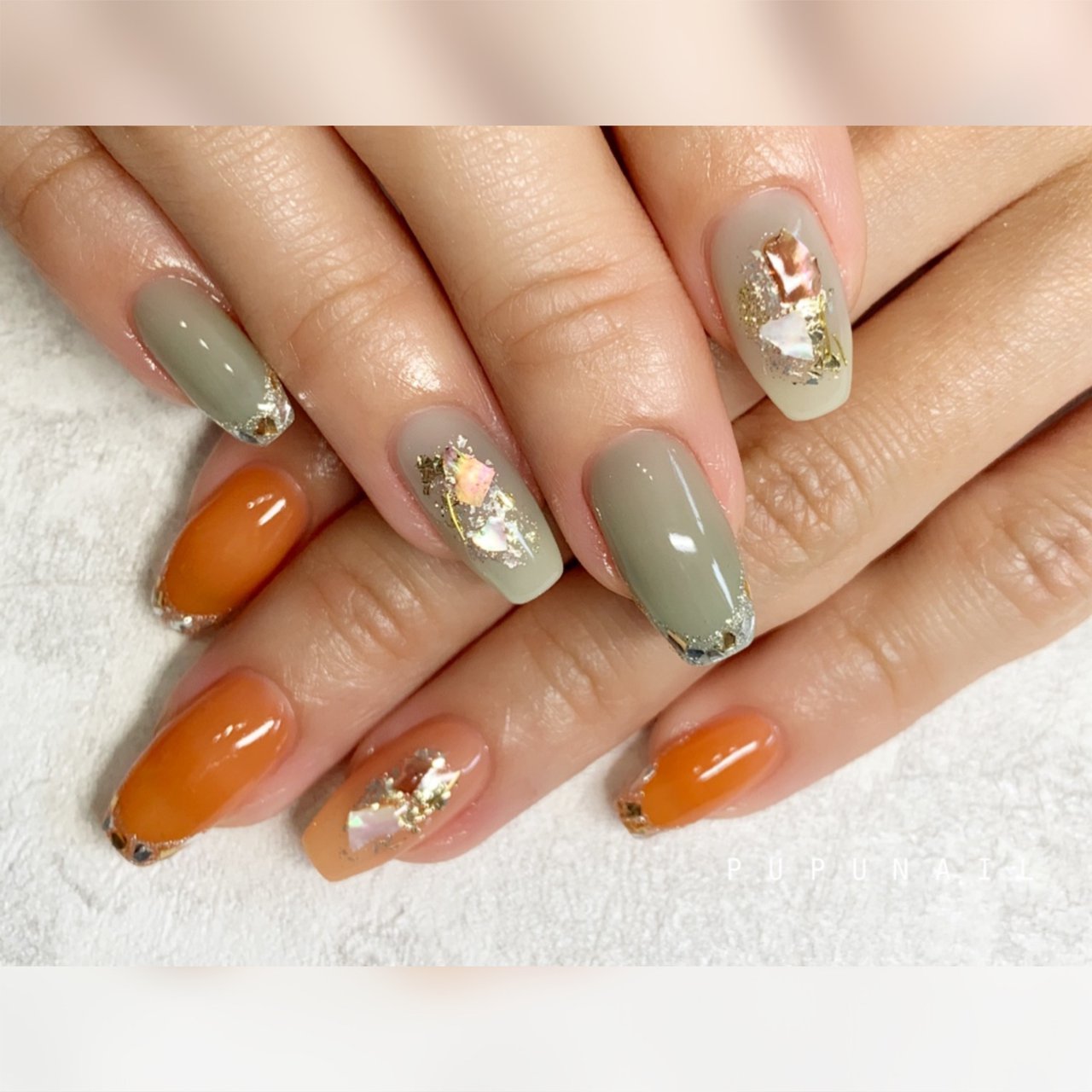 ネイル★ 夏/ハンド/変形フレンチ/ラメ/ワンカラー - PUPUNAILのネイル