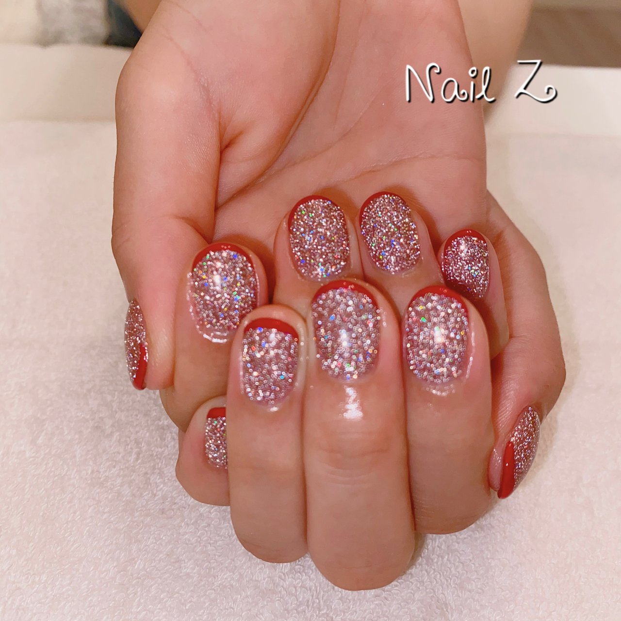 ネイルハンド ハンド/ラメ/ショート/ピンク/レッド - Nail Z (ネイルジー)の