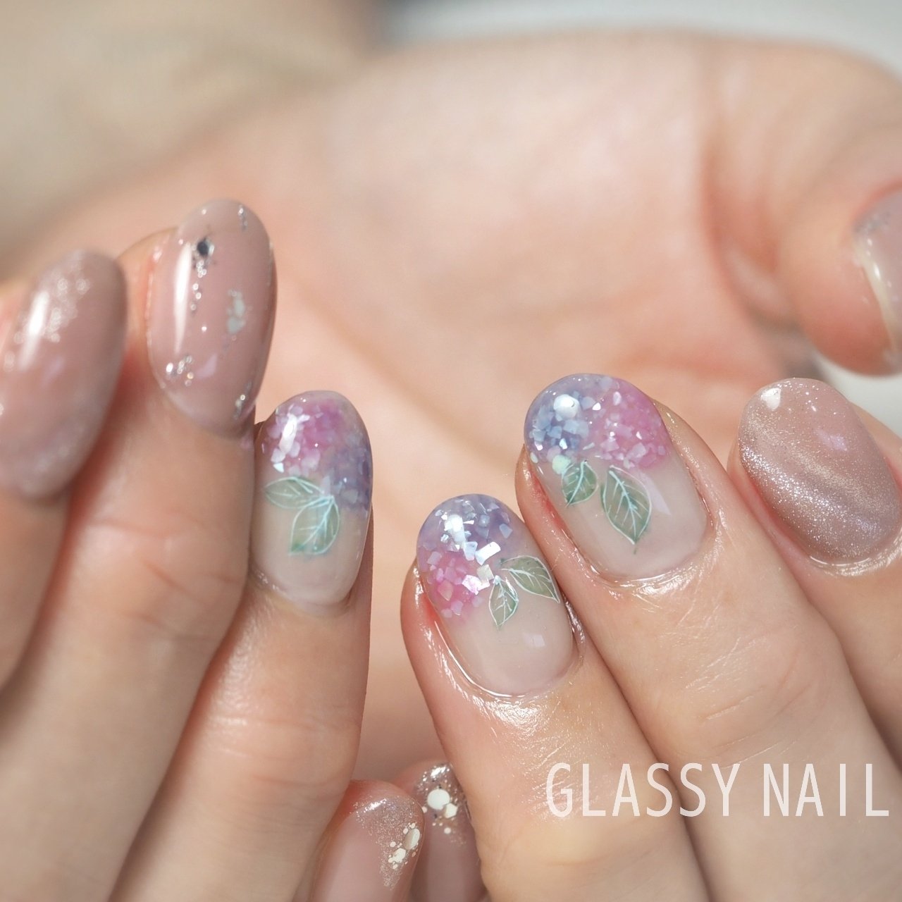 夏 梅雨 オフィス ハンド Glassy Nailのネイルデザイン No ネイルブック