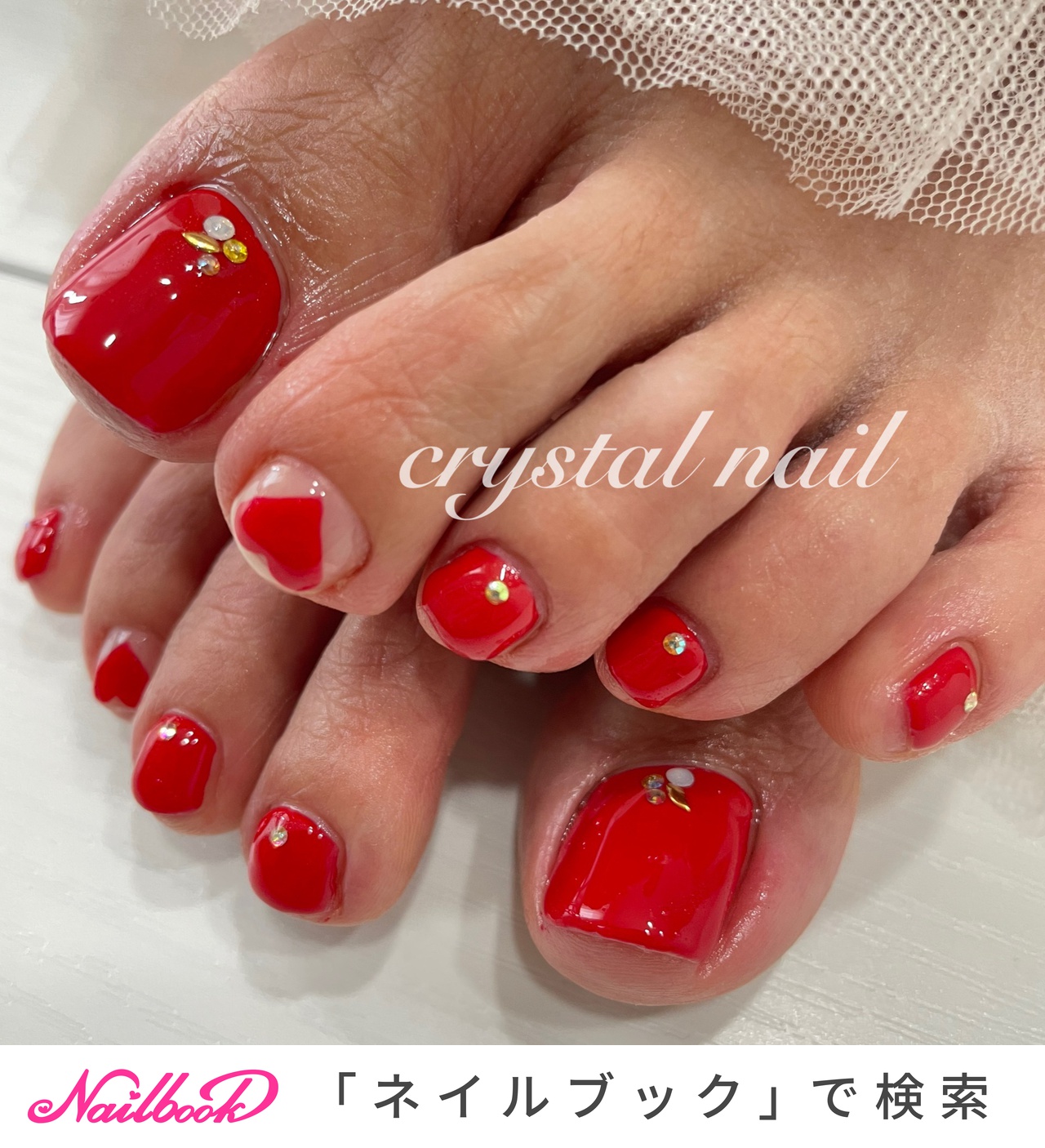 赤色フットのネイルデザイン ネイルブック