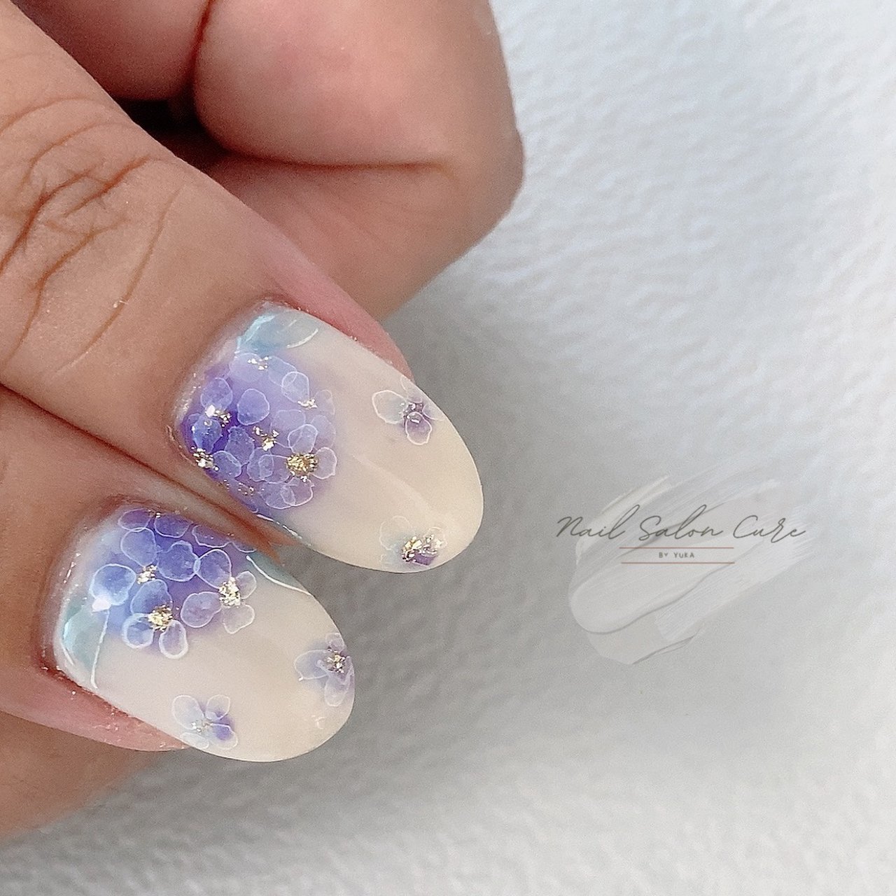 夏 梅雨 ハンド ラメ フラワー Nail Salon Cureのネイルデザイン No ネイルブック