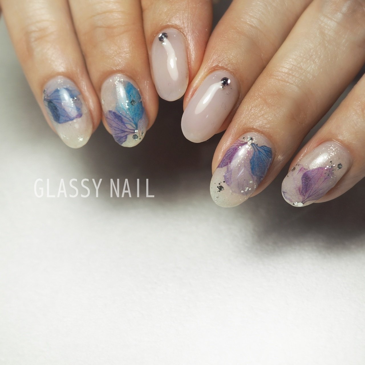 春 夏 梅雨 オフィス ハンド Glassy Nailのネイルデザイン No ネイルブック