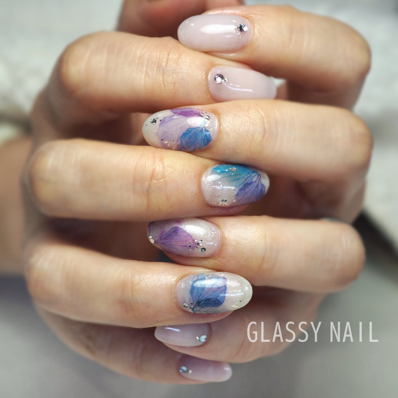 春 夏 梅雨 オフィス ハンド Glassy Nailのネイルデザイン No ネイルブック