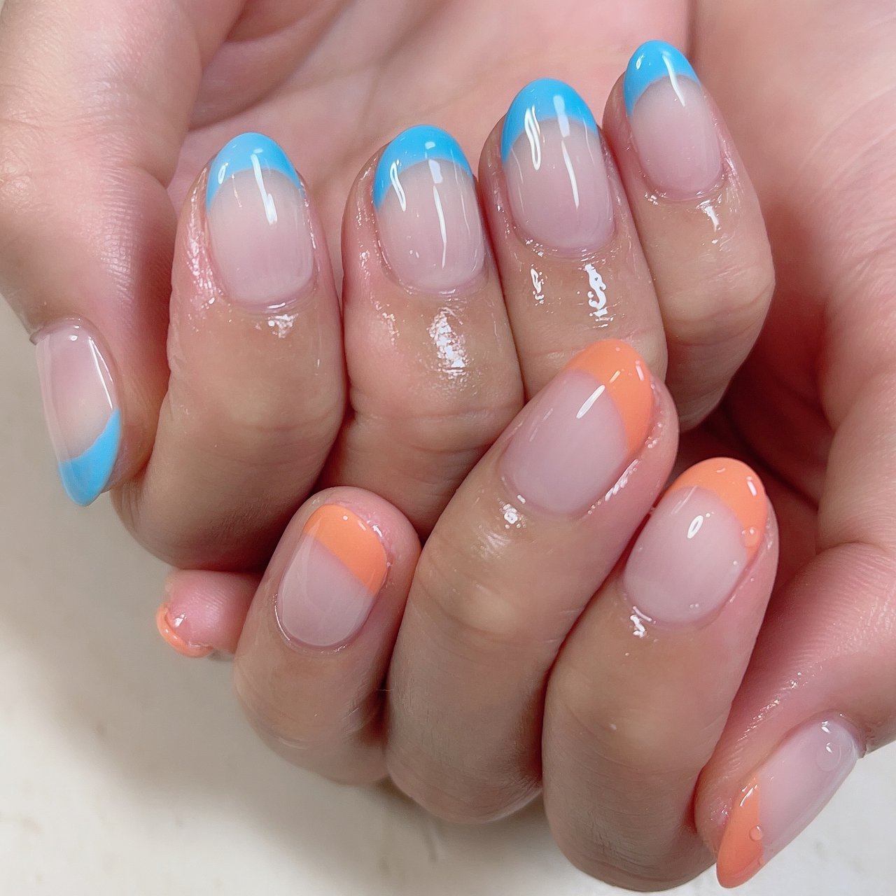 春 夏 ハンド フレンチ ミディアム ネイルサロンマーメイドのネイルデザイン No ネイルブック