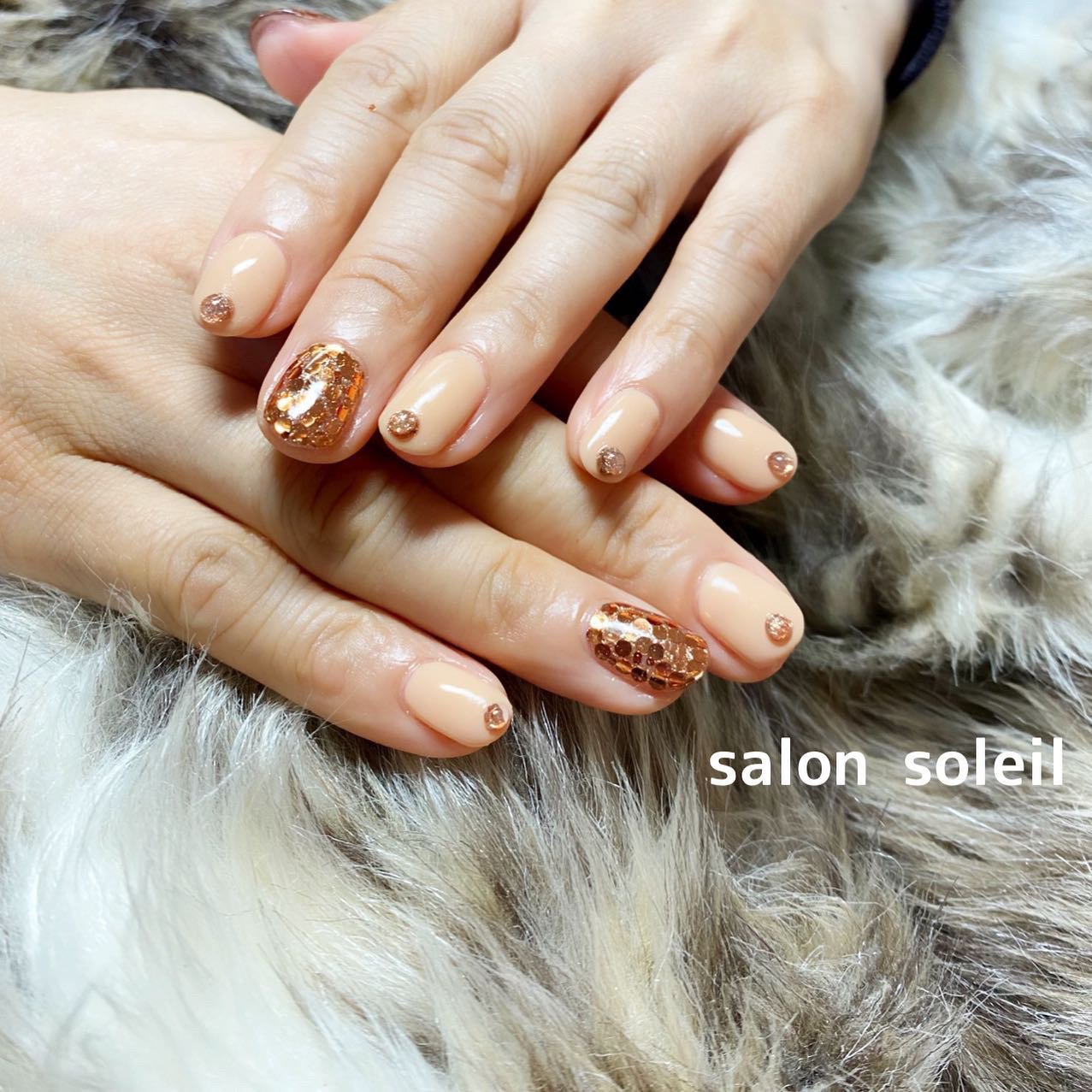 春 オールシーズン ハンド ショート ベージュ Salonsoleilのネイルデザイン No ネイルブック