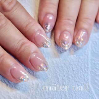 クリスタルフレンチのネイルデザイン｜ネイルブック
