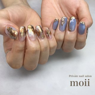 サックスブルーネイルのネイルデザイン｜ネイルブック
