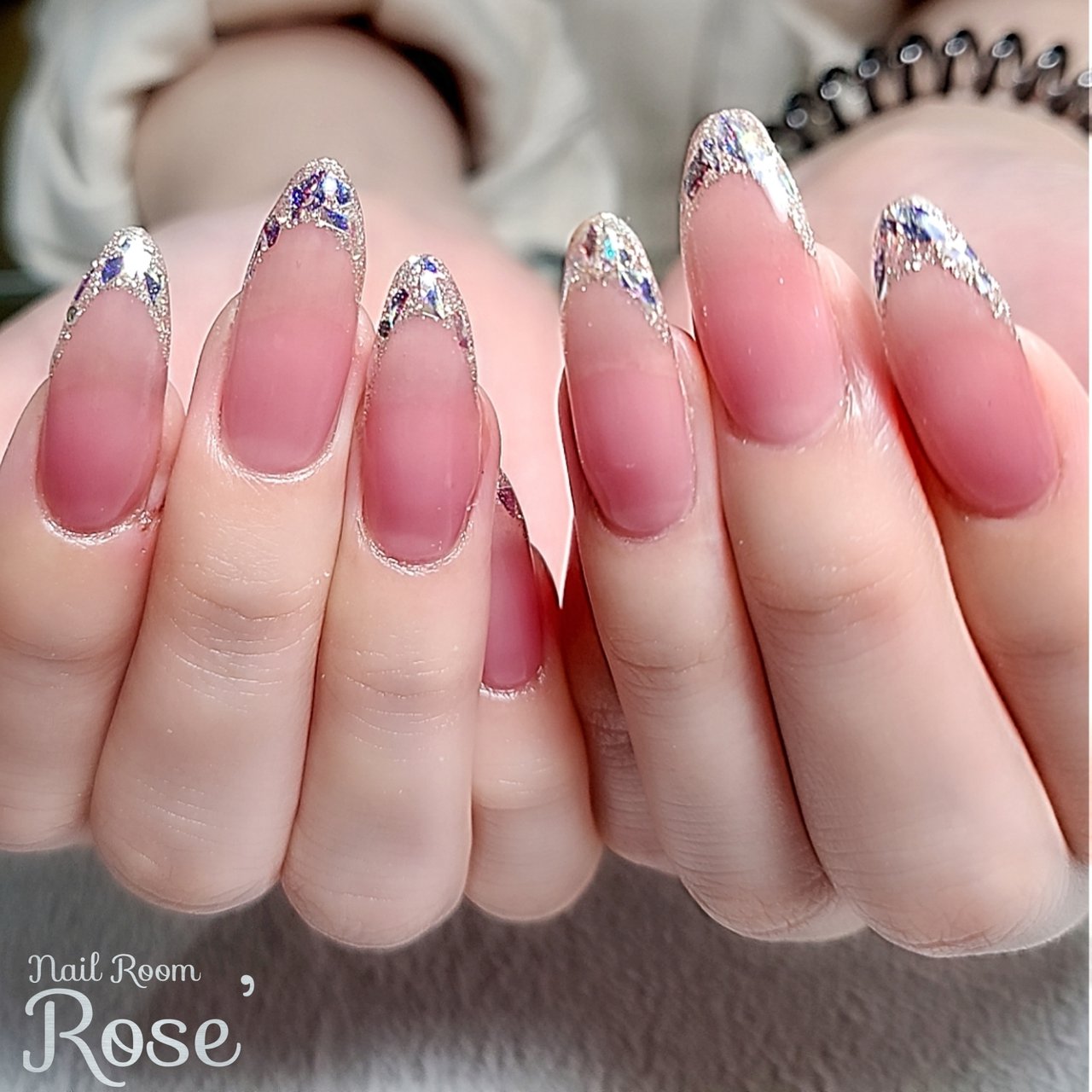 夏 ハンド シンプル フレンチ ホログラム 三軒茶屋 Rose のネイルデザイン No ネイルブック