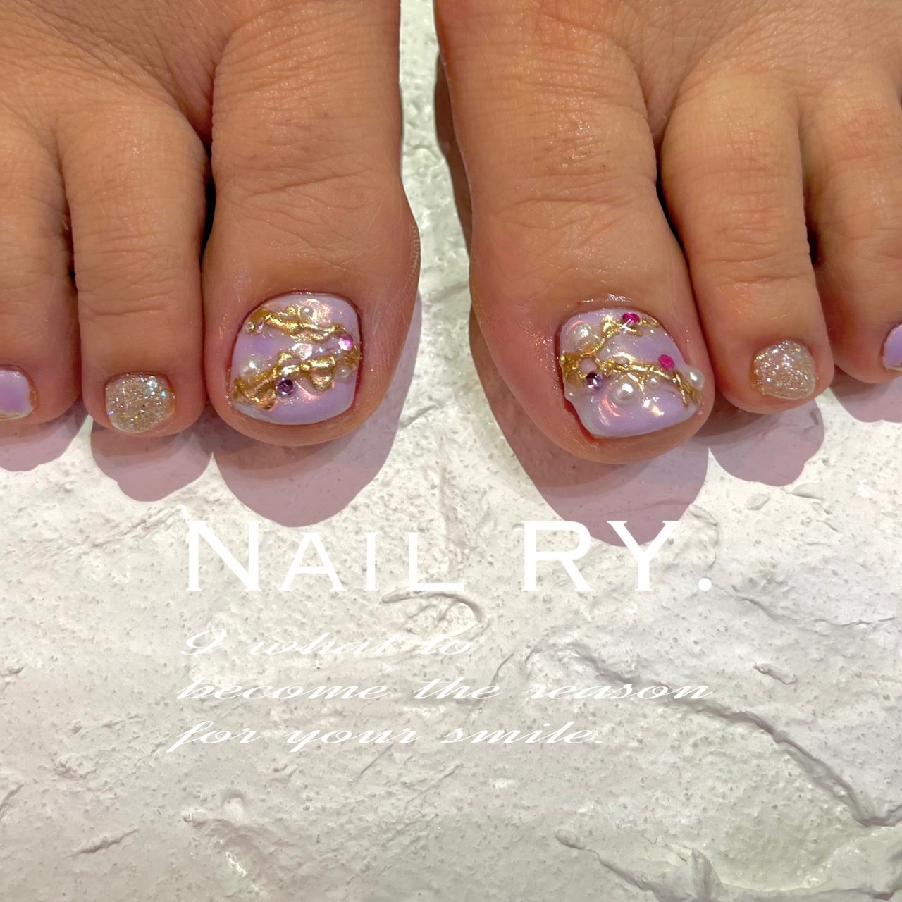 オールシーズン フット パール オーロラ ミラー Nail Ry のネイルデザイン No ネイルブック