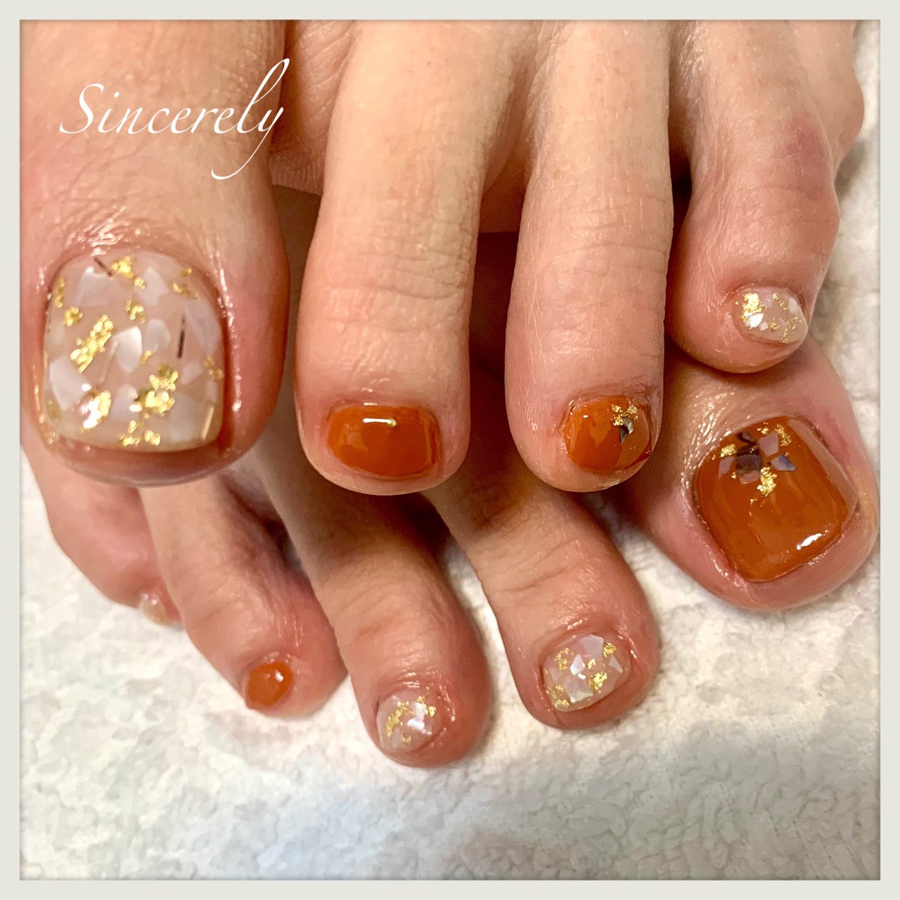 夏 秋 オールシーズン 女子会 フット Sincerelyのネイルデザイン No ネイルブック